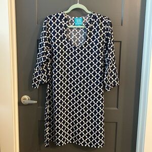 Escapada Navy and White Geometric Dress size large